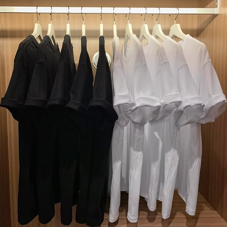 Men's Cotton Short Sleeve T-shirt Loose Fit Solid Colour Casual_voghion.com