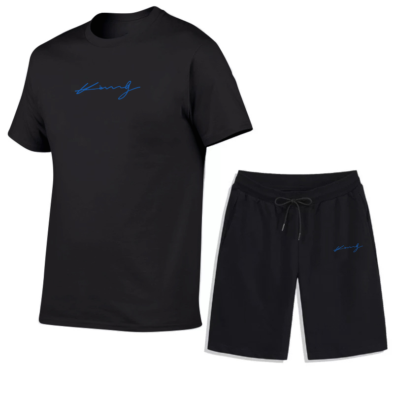 Casual Suit Mens Summer Fashion Fashion Brand Pu Shuai Mens Loose Sports Ice Silk Short Sleeve T shirt Pants Two Piece Suit_voghion.com