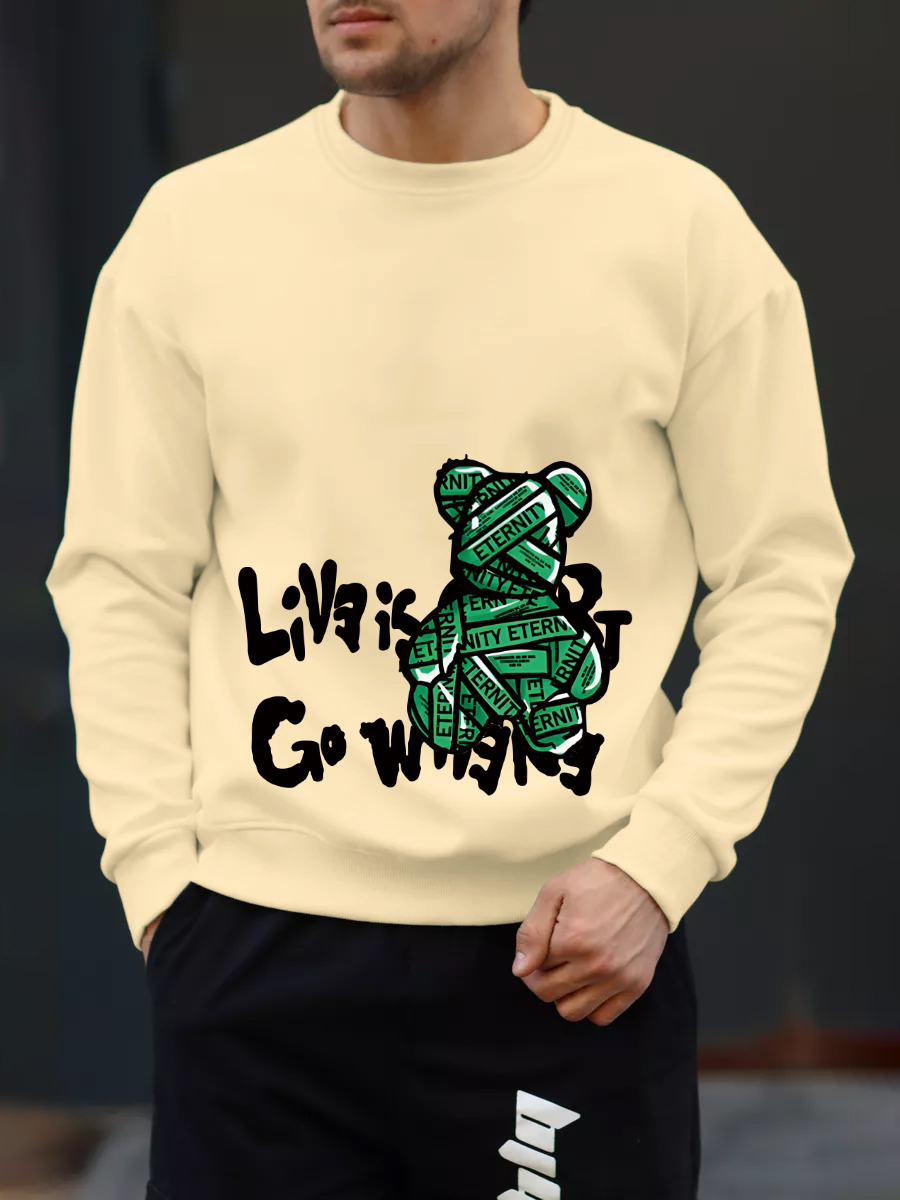 100% Cotton Terry Sweater Mens American Retro Solid Color Long Sleeve Crew Neck Sweater Mens and Womens_voghion.com