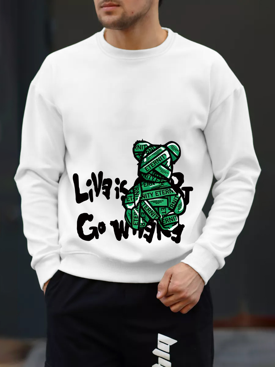 100% Cotton Terry Sweater Mens American Retro Solid Color Long Sleeve Crew Neck Sweater Mens and Womens_voghion.com