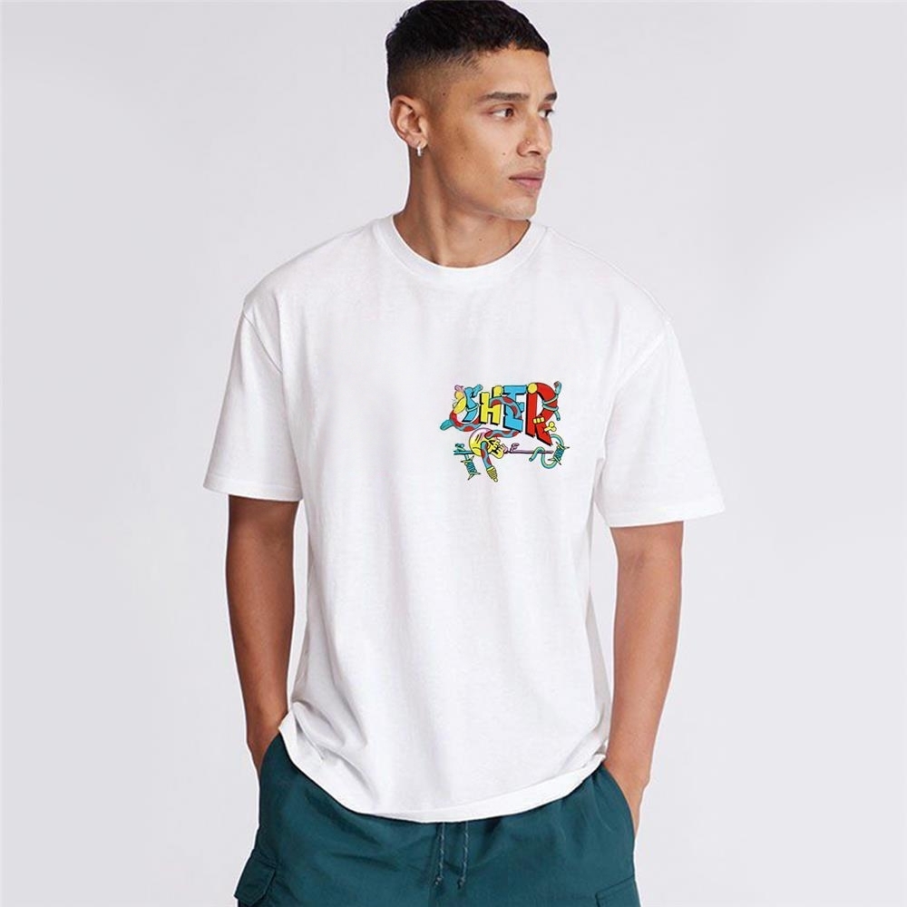 With Brand Logo 100% Cotton Summer Men Loose T-Shirts Casual Breathable Short Sleeves Fashion Outdoor High Street Top_viptrois.com