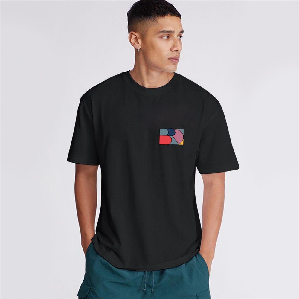 With Brand Logo 100% Cotton Summer Men Loose T-Shirts Casual Breathable Short Sleeves Fashion Outdoor High Street Top_viptrois.com