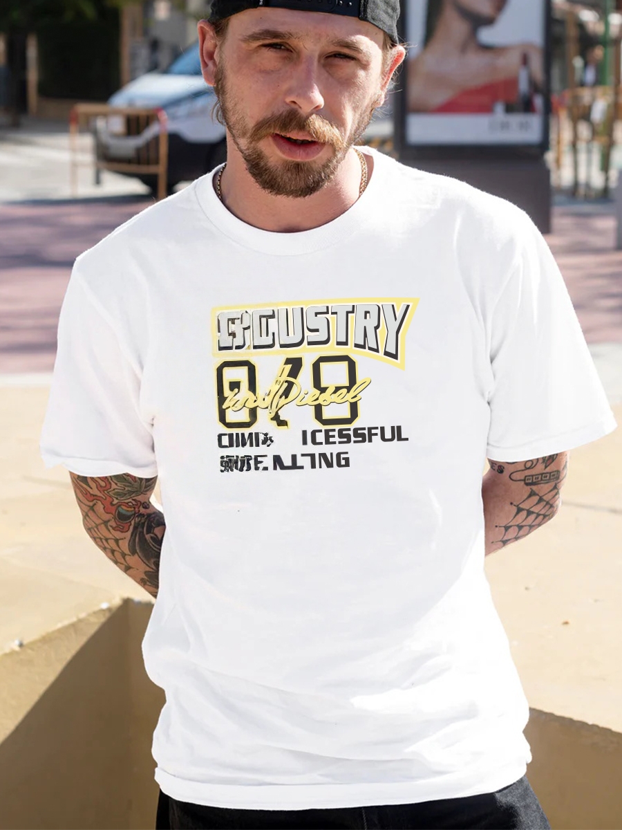 With Brand Logo 100% Cotton Summer Men Loose T-Shirts Casual Breathable Short Sleeves Fashion Outdoor High Street Top_viptrois.com