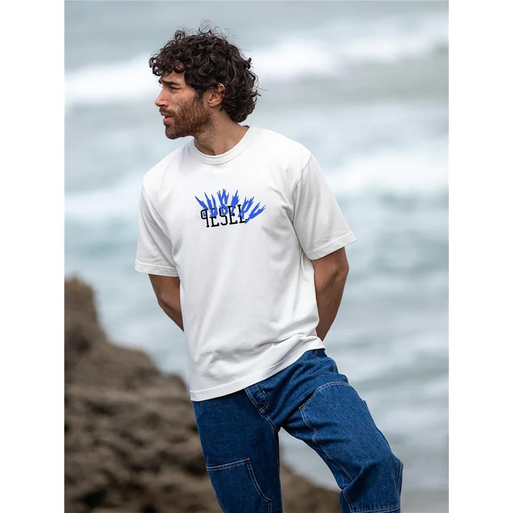 Mit Markenlogo 100 % Baumwolle Sommer Herren Lose T-Shirts Lässig Atmungsaktiv Kurze Ärmel Mode Outdoor High Street Top_voghion.com