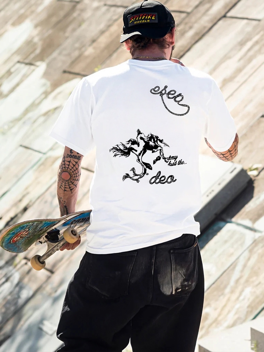 With Brand Logo 100% Cotton Summer Men Loose T-Shirts Casual Breathable Short Sleeves Fashion Outdoor High Street Top_voghion.com