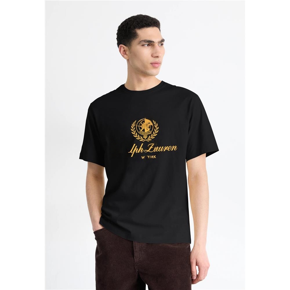 With Brand Logo 100% Cotton Summer Men Loose T-Shirts Casual Breathable Short Sleeves Fashion Outdoor High Street Top_viptrois.com
